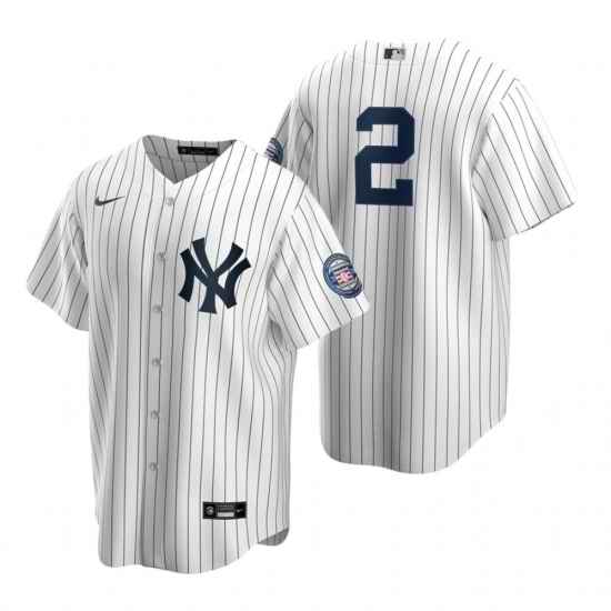 Mens Nike New York Yankees 2 Derek Jeter White 2020 Hall of Fame Induction Stitched Baseball Jerse